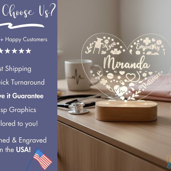 Nurse Personalized Night Light | Custom Medical Gift for Doctors & Surgeons - Picture 4 of 8